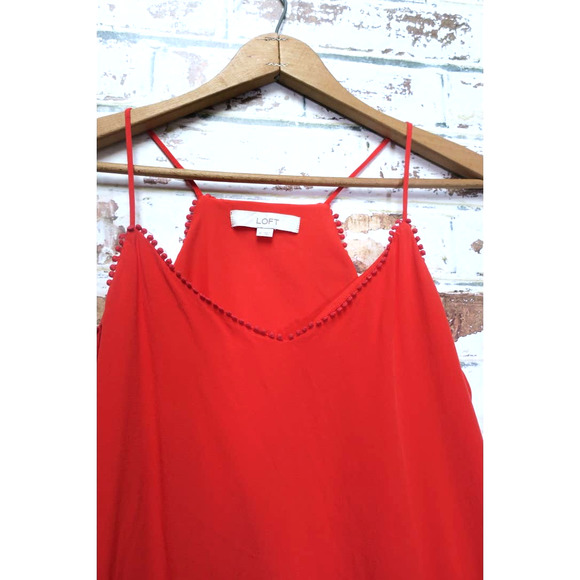 Ann Taylor LOFT Flowing V-Neck Dot Trim Strappy Cami Blouse - Picture 3 of 6